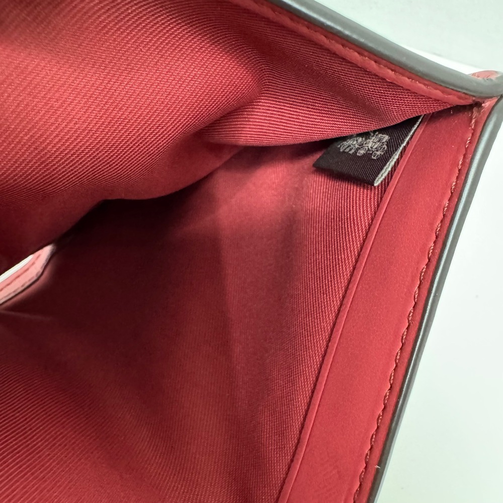 Coach Red Signature Embossed Pebble Leather Medium Corner Zip Bifold Wallet - Picture 8 of 11